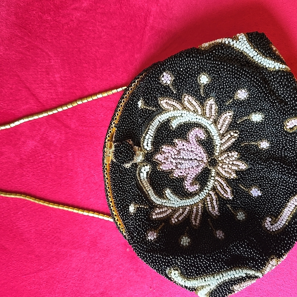Elegant Black Beaded Women's Bag